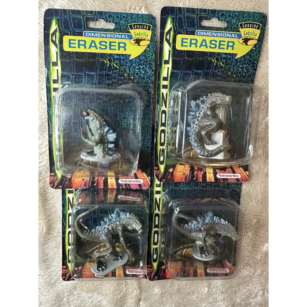 Godzilla 1998 Dimensional ERASER Movie Noteworthy 2.5 inch Set of 4 Complete
